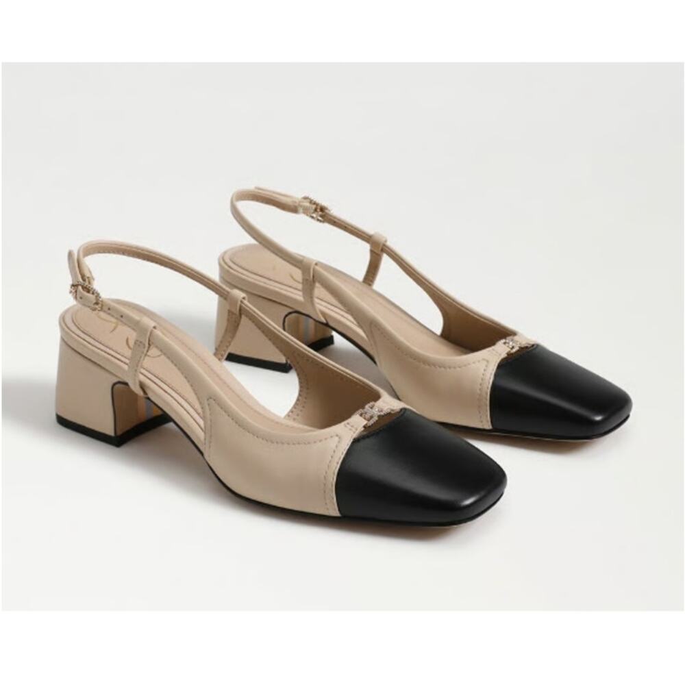 Sam Edelman Women's Summer Sand Black Leather Tarra Slingback Sandals Size 8 - Picture 2 of 10